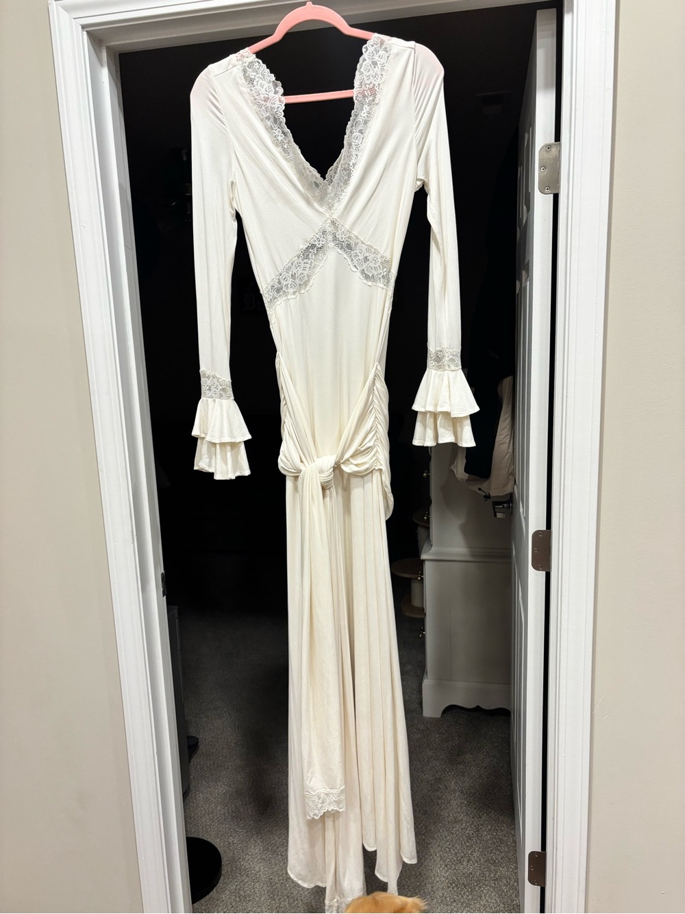 Meshki Lace-Trim Long Sleeve Maxi Dress